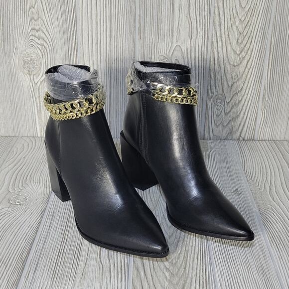 Steve Madden Perlina Black Leather Chain Ankle Boots, NWT, NIB, Size 8.5 - Picture 9 of 15